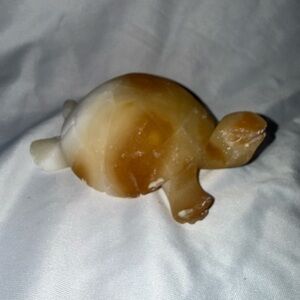 Alabaster Turtle Figurine - Brown and White